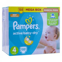 Подгузники, Pampers (Памперс) 8-14 кг №132 актив беби драй макси