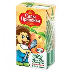 Пюре Сады Придонья яблоко персик без сахара с 5 мес 125 г